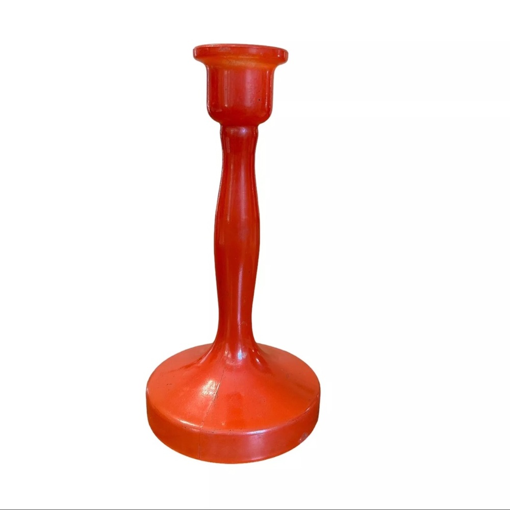 Old Flame Candlestick Co. Wynonna & Naomi Tangerine Colored Glass Candle Holder